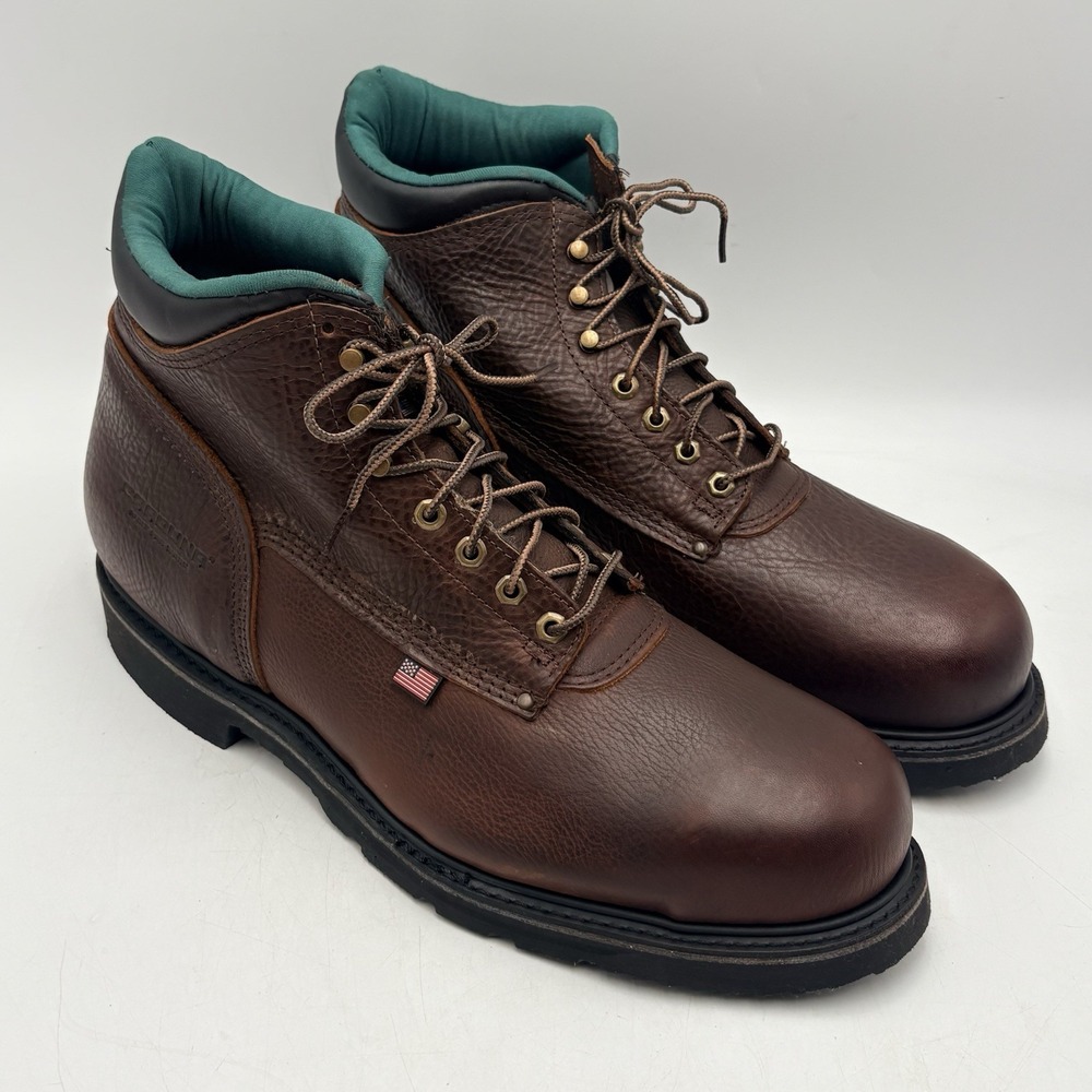 Carolina 1309 USA Leather Sarge Work Boots Men's 18 4E Brown Steel Toe Wide
